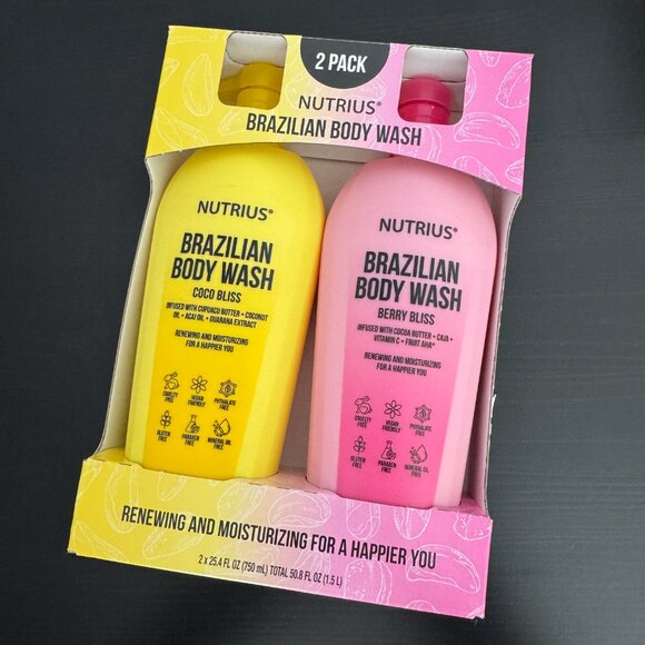 Nutrius Brazilian Body Wash Duo 2-pack - Coco Bliss and Berry Bliss - Picture 3 of 16